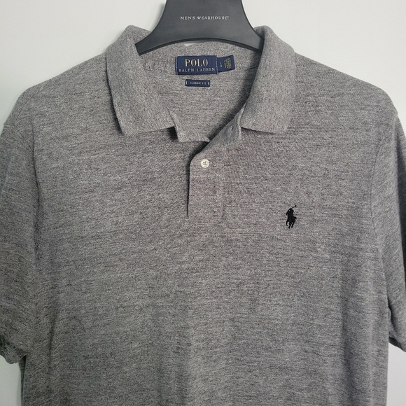 Ralph Lauren Polo Classic Fit Gray Shirt with Black Pony Men's Large - Picture 3 of 8